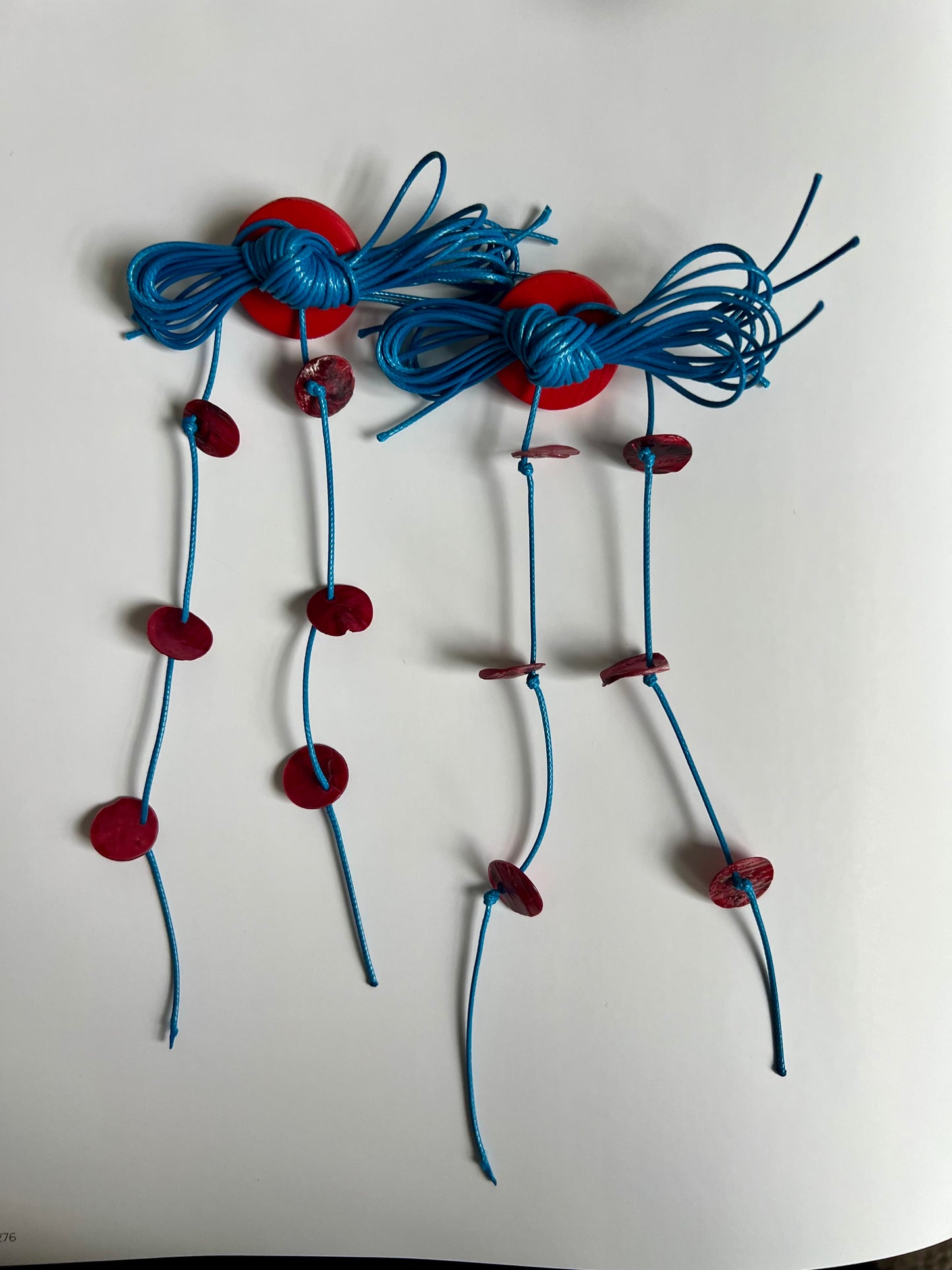 Red Disc & Blue Cord Statement Earrings