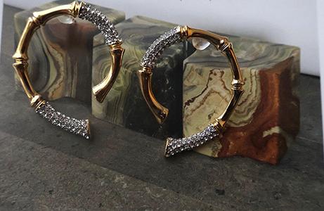Bamboo Rhinestone Hoops