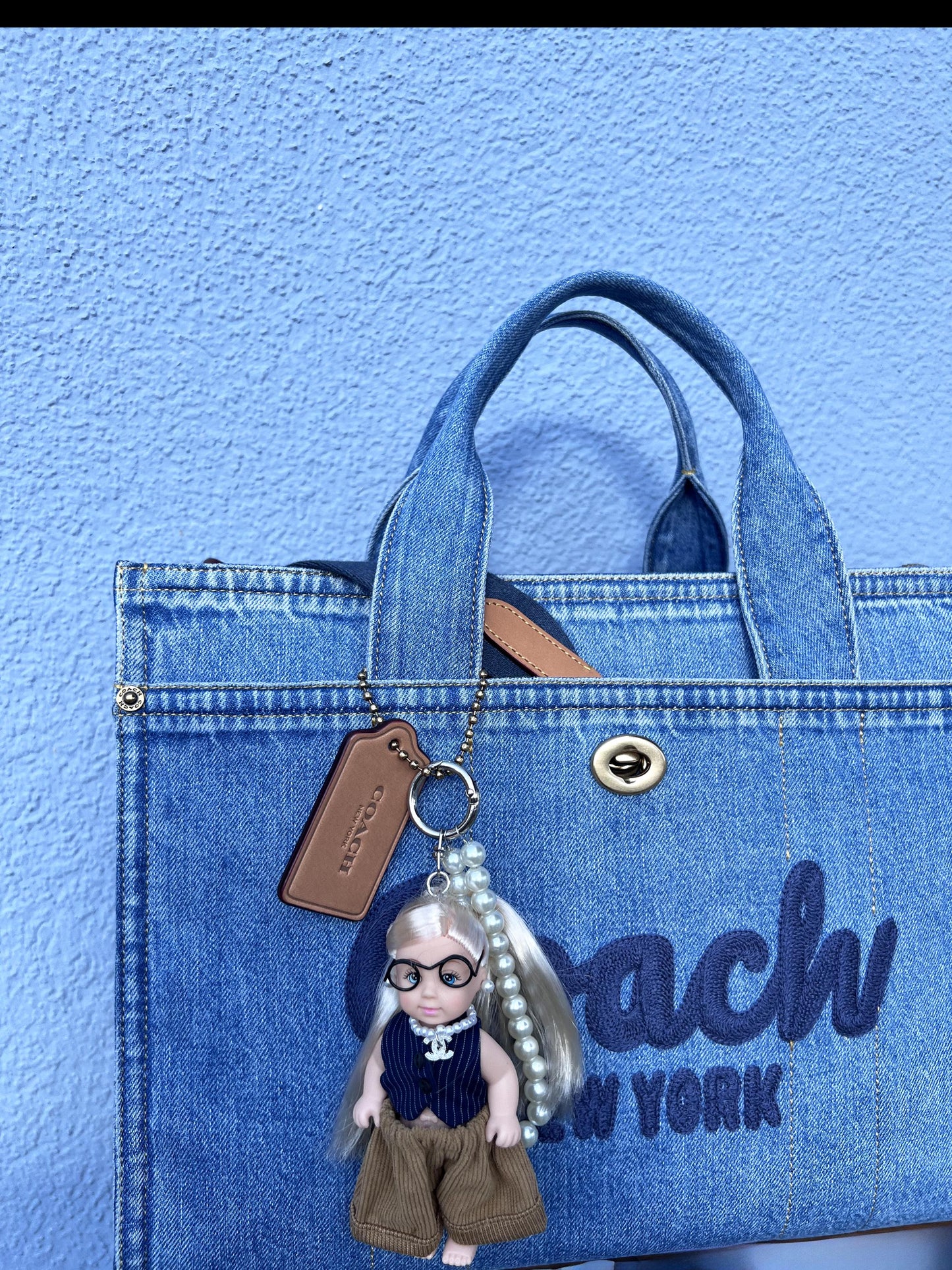 Glam Doll: Girl Blue – Mini Purse Charm, Purse Charm,Bag Charm , Doll Charm