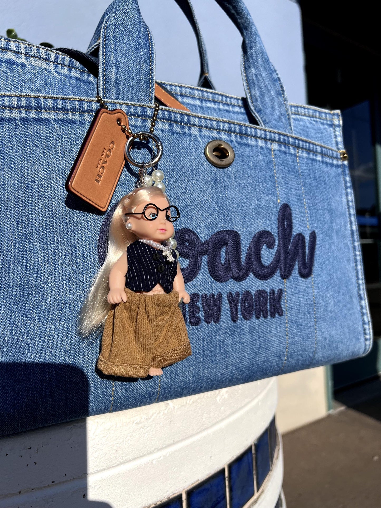 Glam Doll: Girl Blue – Mini Purse Charm, Purse Charm,Bag Charm , Doll Charm