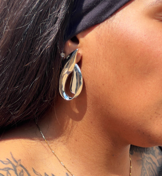 Abstract Silver Statement Earrings