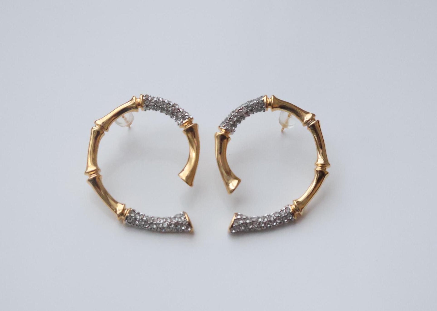 Bamboo Rhinestone Hoops