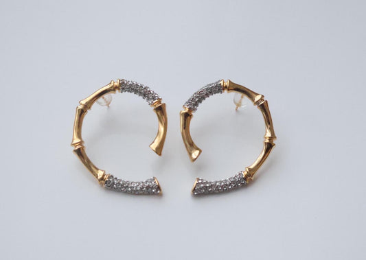 Bamboo Rhinestone Hoops